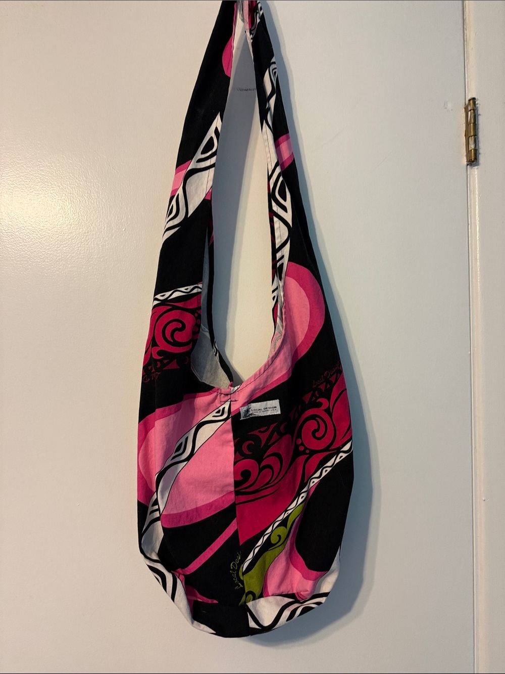Local design Boho Pink & Black Patterned Crossbody Sling Bag made in Hawaii